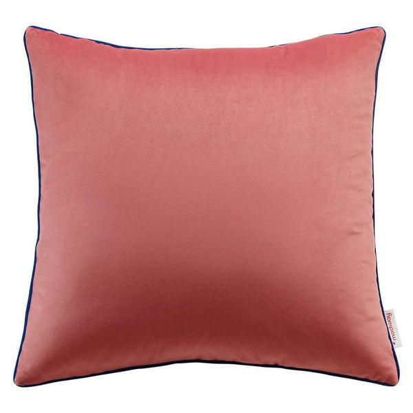 Modway Accentuate 18" Performance Velvet Accent Throw Pillow, 18" x 18", Blossom Navy