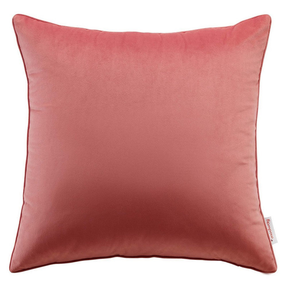 Modway Enhance Performance Velvet Throw Pillow, 20" x 20", Blossom