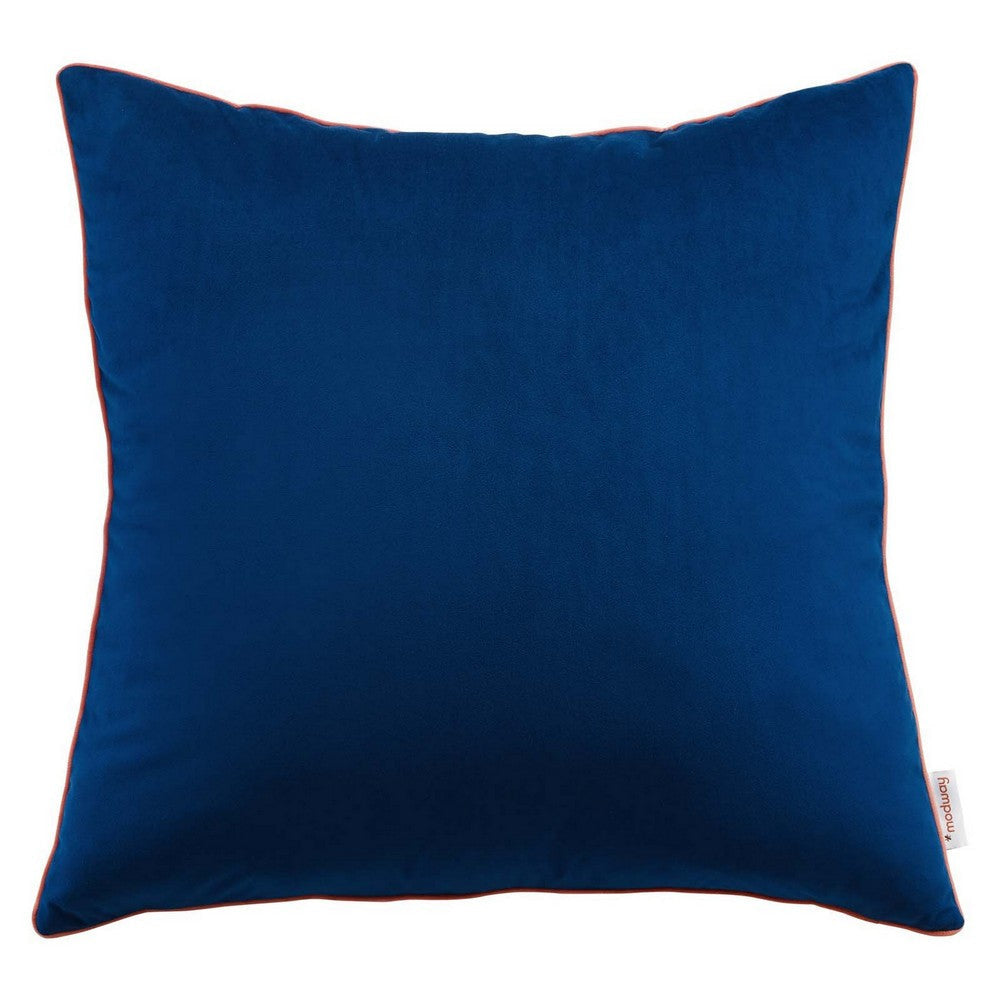 Modway Accentuate 24" Performance Velvet Accent Throw Pillow, 24" x 24", Blossom Navy