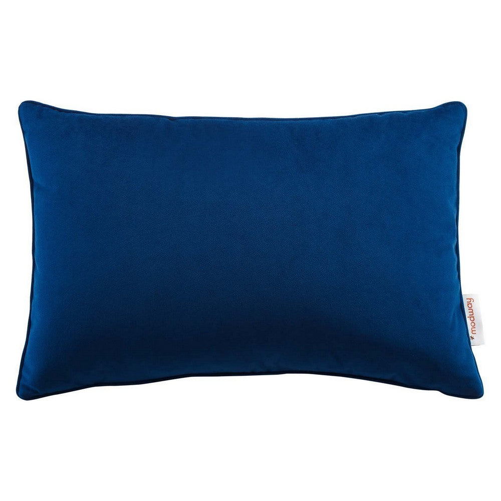 Modway Enhance Lumbar Performance Velvet Accent Throw Pillow, 12" x 18", Navy