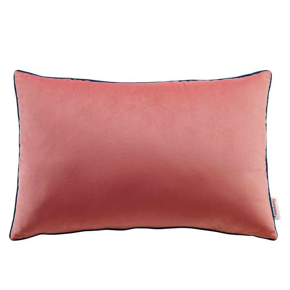 Modway Accentuate 24" Lumbar Performance Velvet Accent Throw Pillow, 16" x 24", Blossom Navy