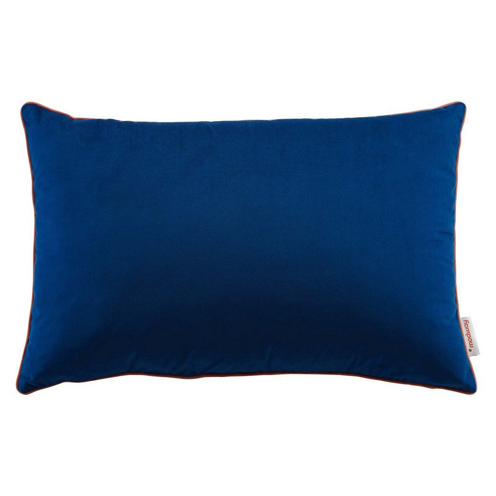 Modway Accentuate 24" Lumbar Performance Velvet Accent Throw Pillow, 16" x 24", Blossom Navy