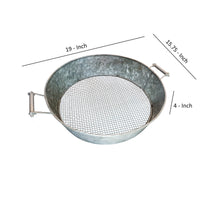 Round Galvanized Steel Compost Sifter with Wire Mesh Design Base, Antique Silver - BM195216