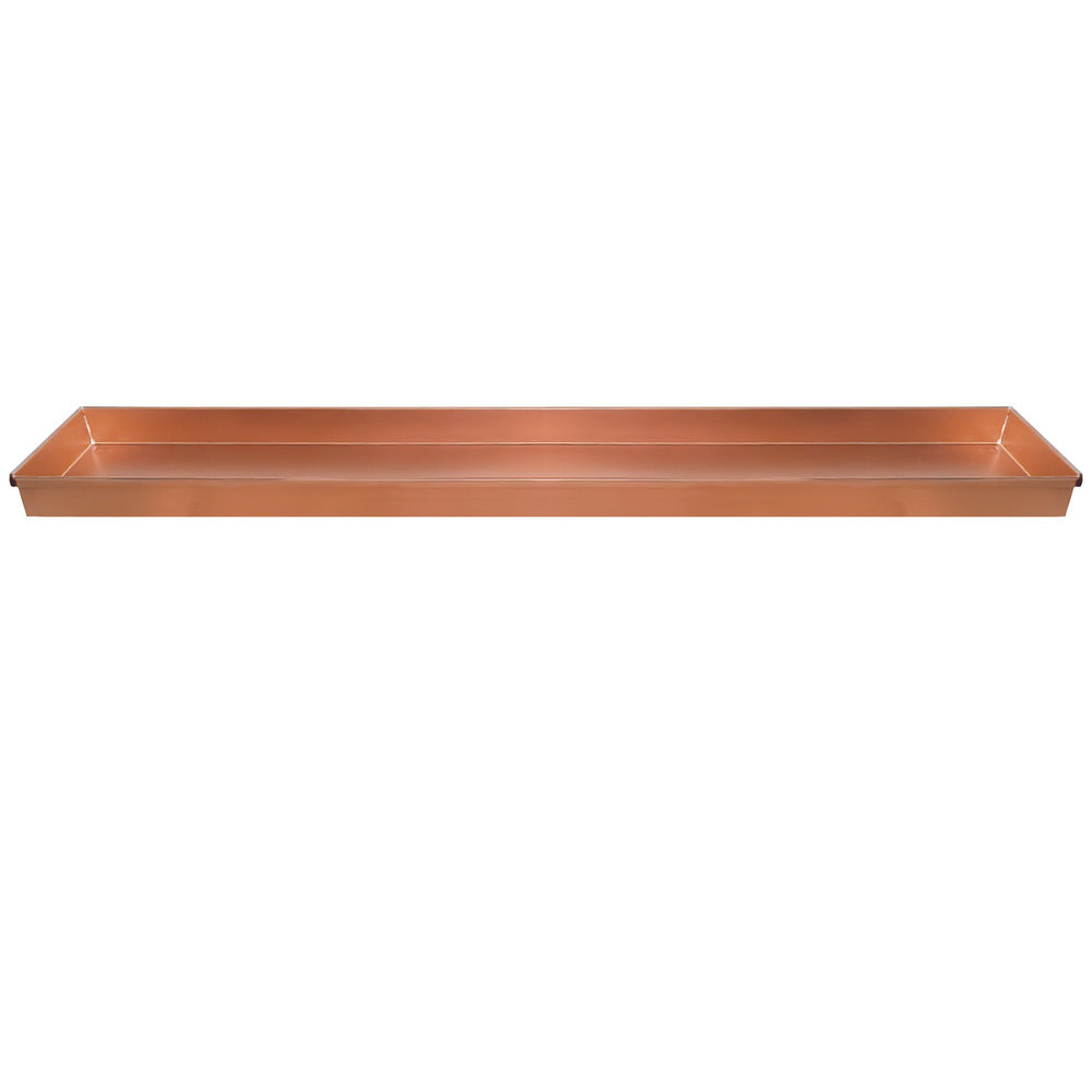 29 Inch Rectangular Metal Windowsill Planter Tray, Trim Edges, Large, Copper - BM195220