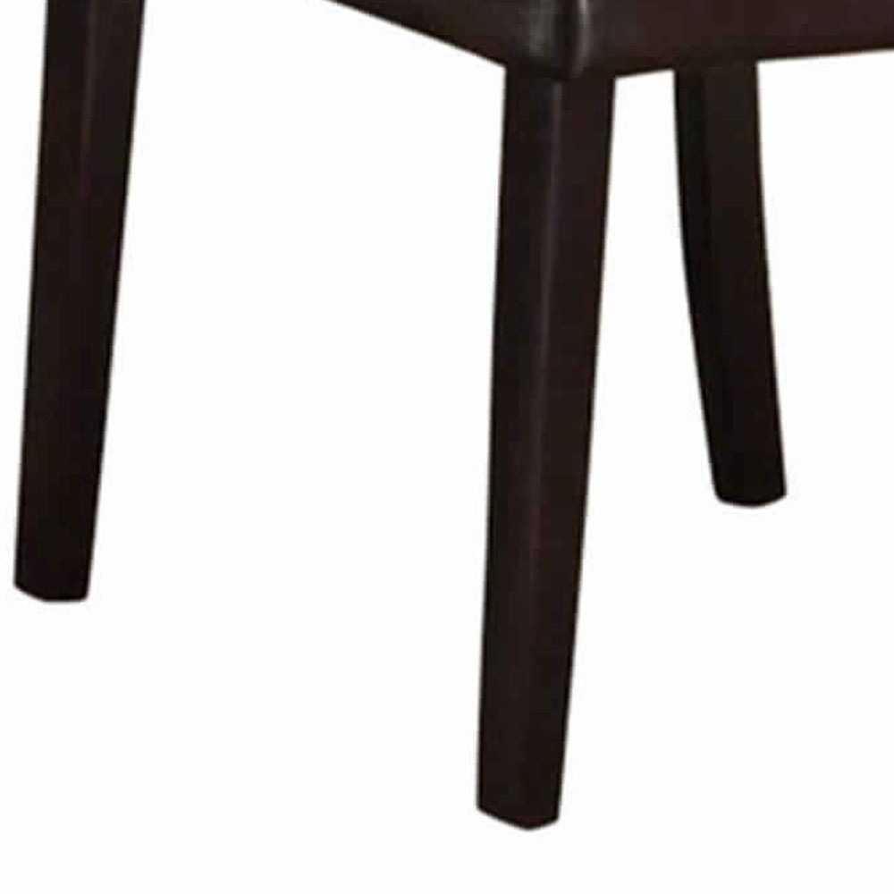 Faux Leather Dining Side Chair In Pine, Set Of 2, Dark Brown - PDX-F1078