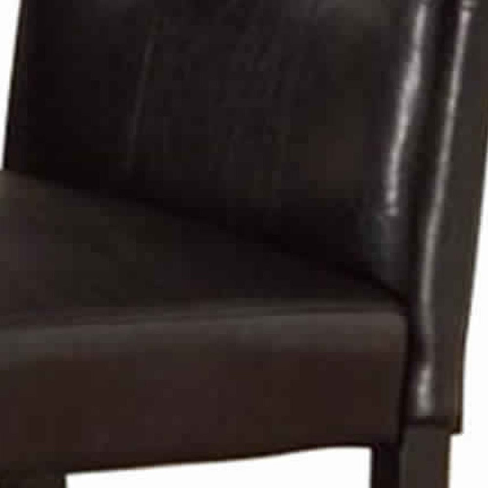 Faux Leather Dining Side Chair In Pine, Set Of 2, Dark Brown - PDX-F1078