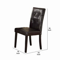 Faux Leather Dining Side Chair In Pine, Set Of 2, Dark Brown - PDX-F1078