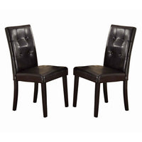 Faux Leather Dining Side Chair In Pine, Set Of 2, Dark Brown - PDX-F1078