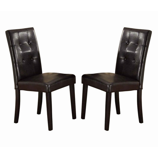 Faux Leather Dining Side Chair In Pine, Set Of 2, Dark Brown - PDX-F1078
