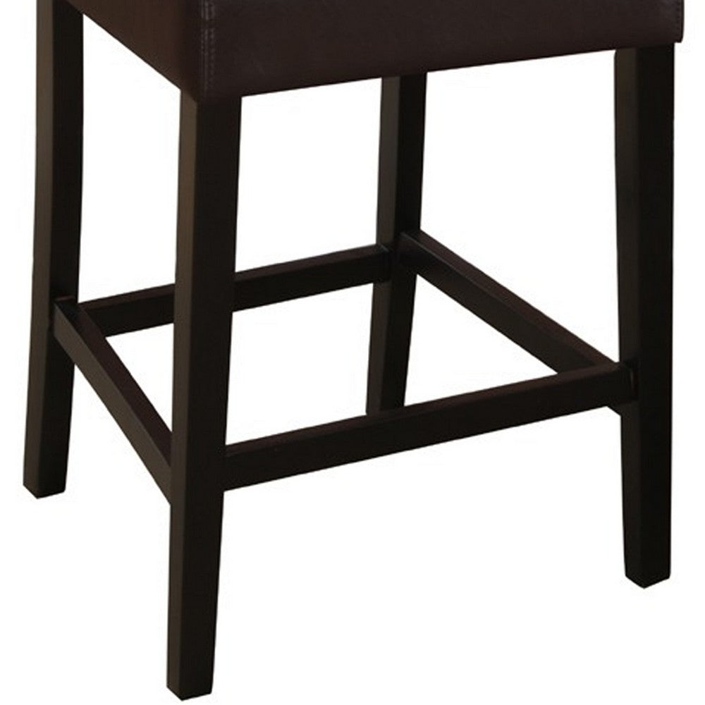 Wooden height chair With Button Tufted Back Set Of 2 Brown - PDX-F1144