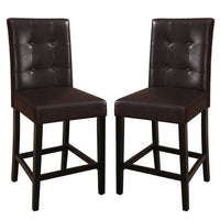 Wooden height chair With Button Tufted Back Set Of 2 Brown - PDX-F1144