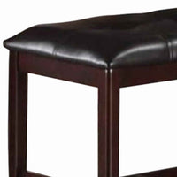 Rubber Wood High Bench with Tufted Upholstery Brown - PDX-F1168