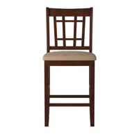 Wooden Counter Height Chair, Dark Brown & Cream, Set of 2 - PDX-F1205
