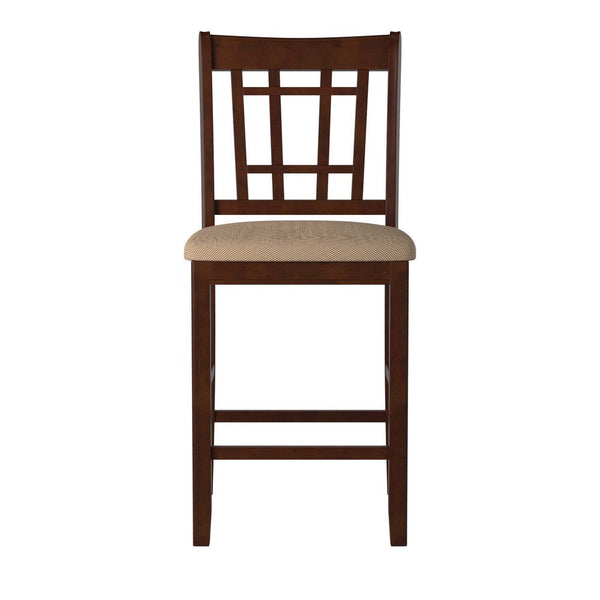 Wooden Counter Height Chair, Dark Brown & Cream, Set of 2 - PDX-F1205