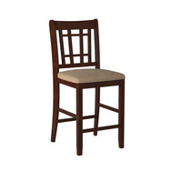 Wooden Counter Height Chair, Dark Brown & Cream, Set of 2 - PDX-F1205
