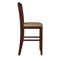 Wooden Counter Height Chair, Dark Brown & Cream, Set of 2 - PDX-F1205