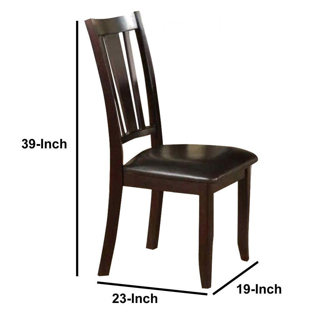 Contemporary Rubber Wood Dining Chair With Upholstered Seat, Set Of 2,Brown - PDX-F1285