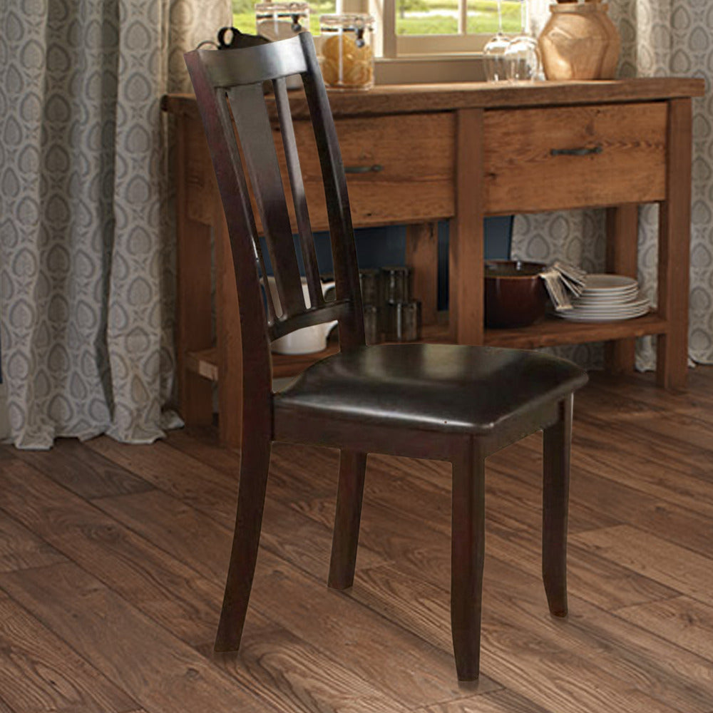 Contemporary Rubber Wood Dining Chair With Upholstered Seat, Set Of 2,Brown - PDX-F1285