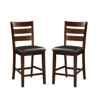 BM166592 Wooden Counter Height Armless Chair, Walnut brown, Set of 2