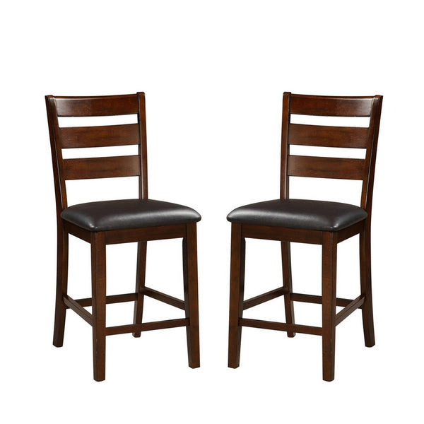 BM166592 Wooden Counter Height Armless Chair, Walnut brown, Set of 2
