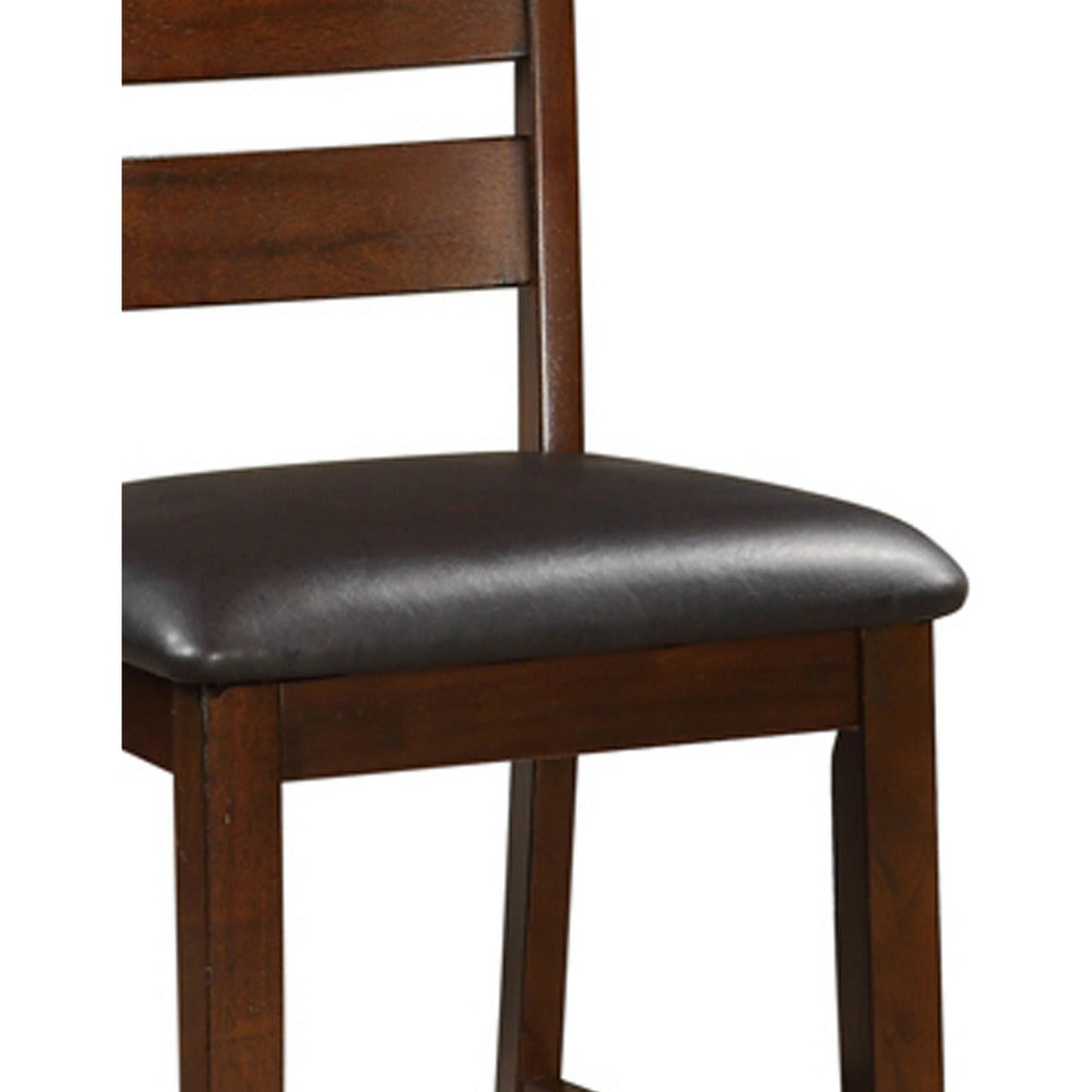 BM166592 Wooden Counter Height Armless Chair, Walnut brown, Set of 2