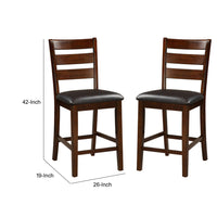 BM166592 Wooden Counter Height Armless Chair, Walnut brown, Set of 2
