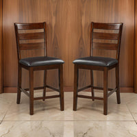 BM166592 Wooden Counter Height Armless Chair, Walnut brown, Set of 2