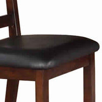 Solid Wood Leather Seat Side Chair Brown Set of 2 - PDX-F1331
