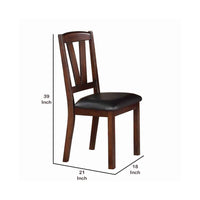 Solid Wood Leather Seat Side Chair Brown Set of 2 - PDX-F1331