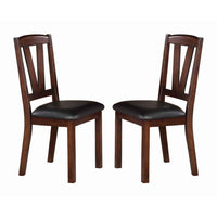 Solid Wood Leather Seat Side Chair Brown Set of 2 - PDX-F1331