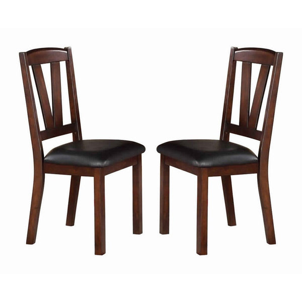 Solid Wood Leather Seat Side Chair Brown Set of 2 - PDX-F1331