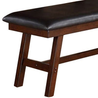 Rubber Wood Bench With Faux Leather Upholstery Large Brown - PDX-F1332