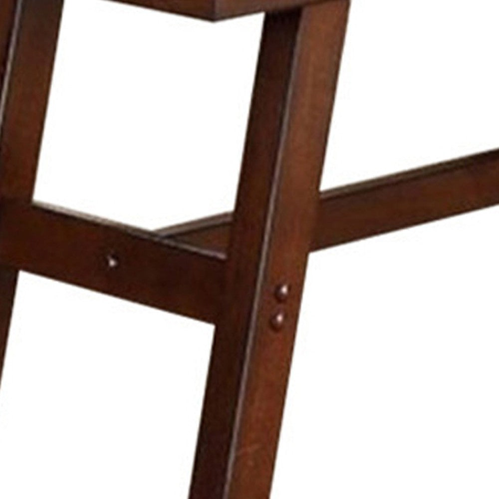 Rubber Wood Bench With Faux Leather Upholstery Large Brown - PDX-F1332