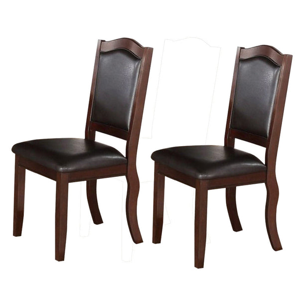 Contemporary Rubber Wood Dining Chair, Set Of 2, Brown And Black - PDX-F1338