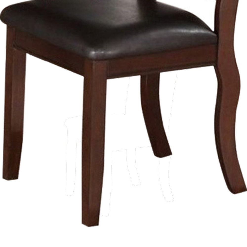 Contemporary Rubber Wood Dining Chair, Set Of 2, Brown And Black - PDX-F1338