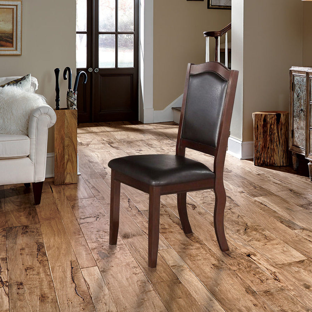 Contemporary Rubber Wood Dining Chair, Set Of 2, Brown And Black - PDX-F1338