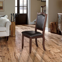 Contemporary Rubber Wood Dining Chair, Set Of 2, Brown And Black - PDX-F1338