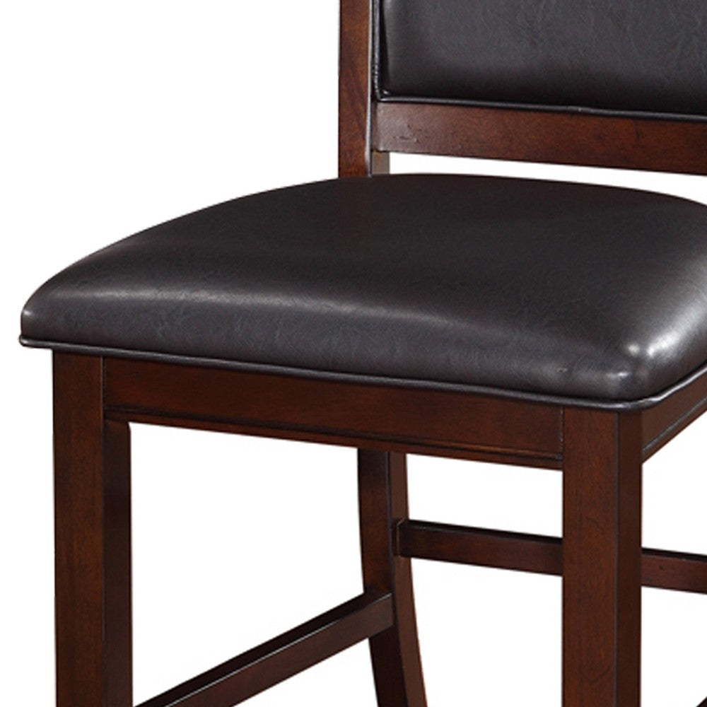 Wooden Armless High Chair, Espresso Brown & Black, Set of 2 - PDX-F1346
