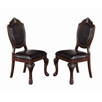 BM171518 Rubber Wood Dining Chair With Faux Leather Upholstery , Set Of 2,Brown