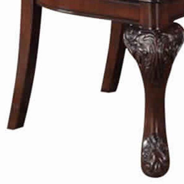 Traditional Rubber Wood Dining Chair With Faux Leather Upholstery , Set Of 2,Brown - PDX-F1395