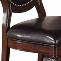 Traditional Rubber Wood Dining Chair With Faux Leather Upholstery , Set Of 2,Brown - PDX-F1395