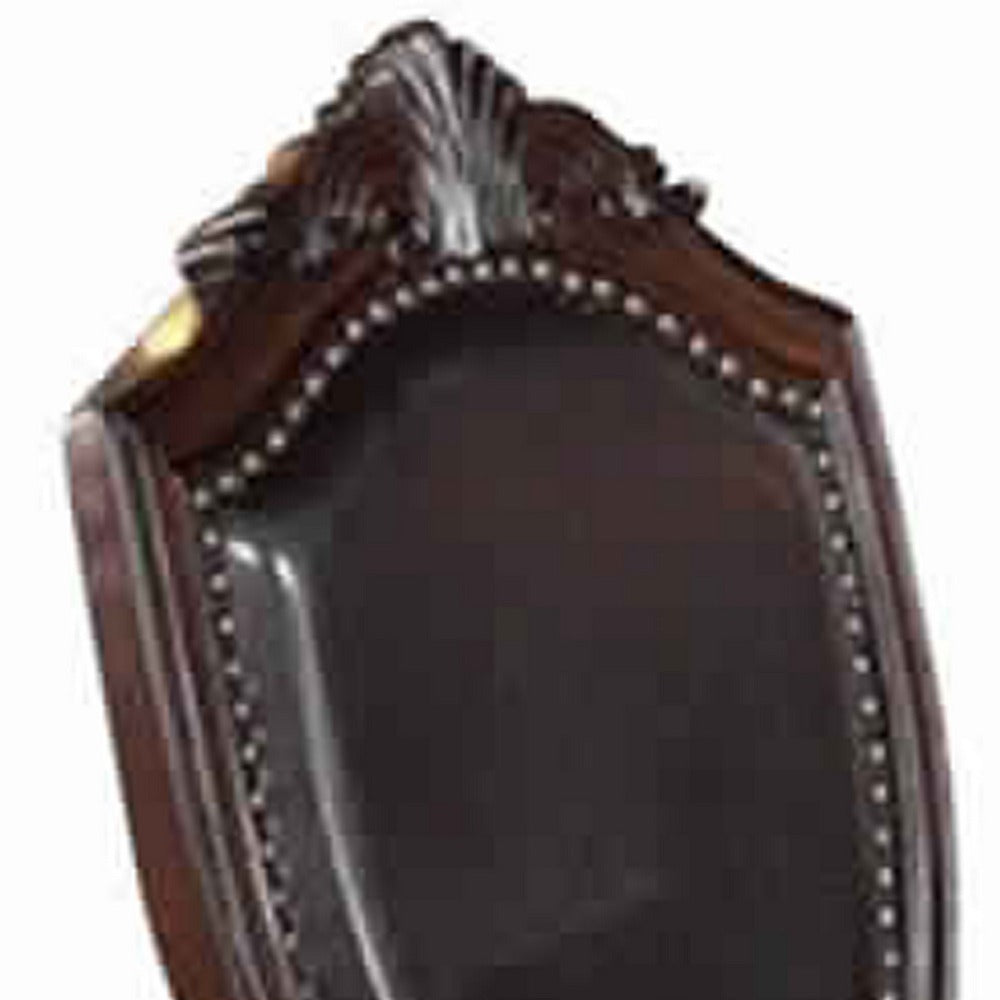 Traditional Rubber Wood Dining Chair With Faux Leather Upholstery , Set Of 2,Brown - PDX-F1395