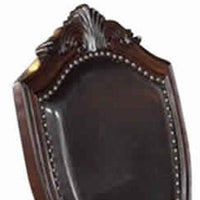 Traditional Rubber Wood Dining Chair With Faux Leather Upholstery , Set Of 2,Brown - PDX-F1395