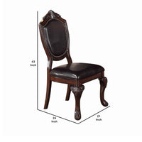 Traditional Rubber Wood Dining Chair With Faux Leather Upholstery , Set Of 2,Brown - PDX-F1395