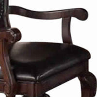 Traditional Rubber Wood Royal Arm Chair Set Of 2 Brown - PDX-F1396