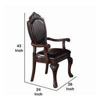 Traditional Rubber Wood Royal Arm Chair Set Of 2 Brown - PDX-F1396