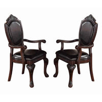 Traditional Rubber Wood Royal Arm Chair Set Of 2 Brown - PDX-F1396