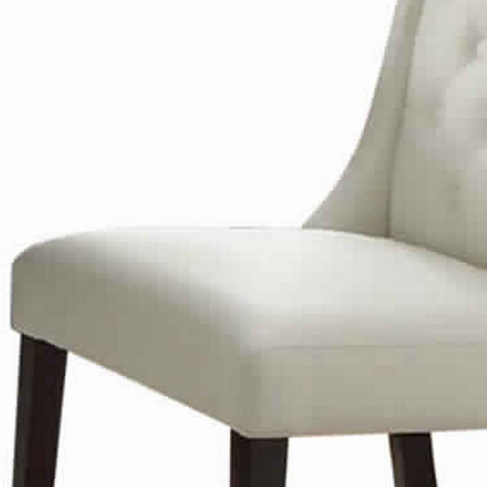 Upholstered Button Tufted Leatherette Dining Chair, Set Of 2,White - PDX-F1503