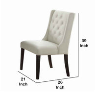 Upholstered Button Tufted Leatherette Dining Chair, Set Of 2,White - PDX-F1503
