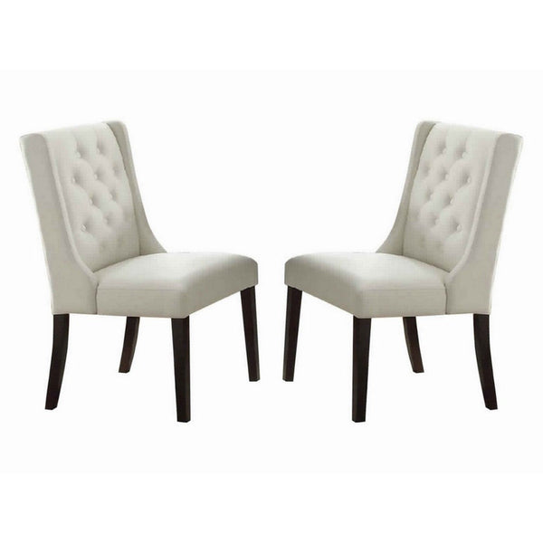 Upholstered Button Tufted Leatherette Dining Chair, Set Of 2,White - PDX-F1503